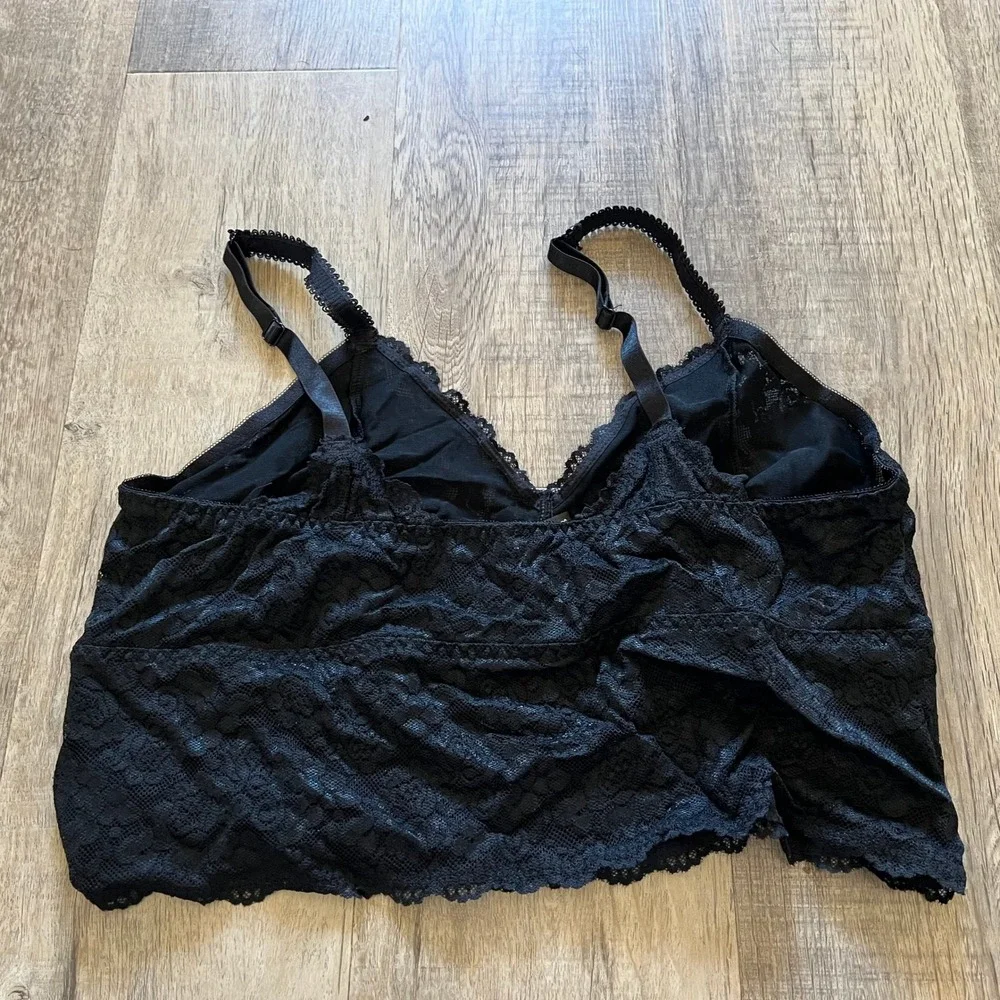 Torrid Curve Black Floral Lace Bralette V-Neck Adjustable Straps Plus Size 3 3X